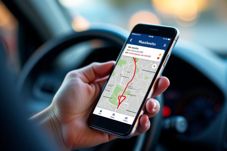A mobile phone displaying real-time alerts for roadworks and incidents in Switzerland